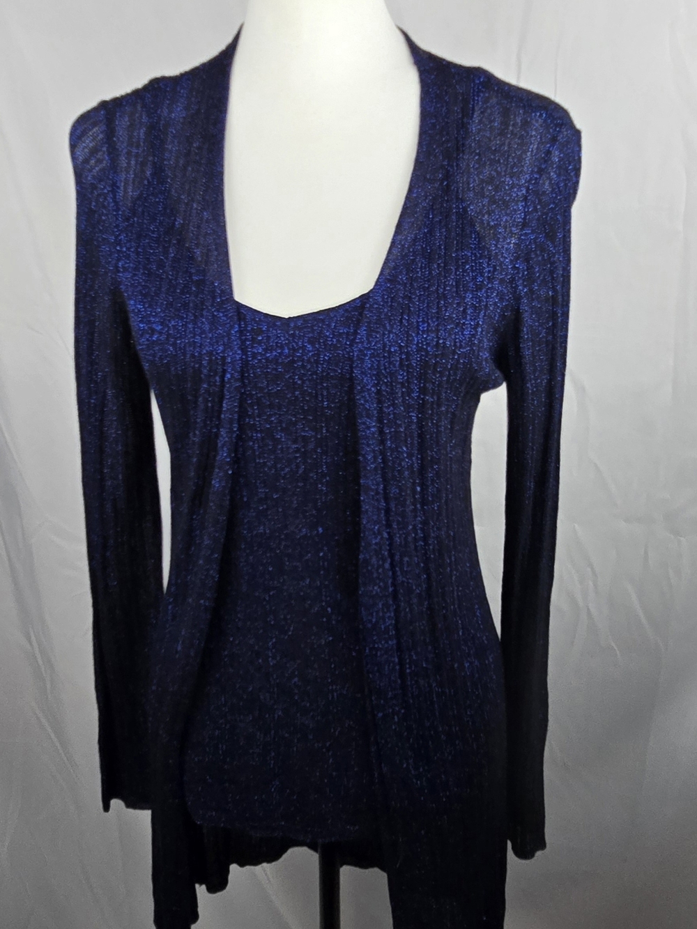 White House Black Market Blue Metallic/Glitter Cardigan (sz M)& Tank (sz S) Set